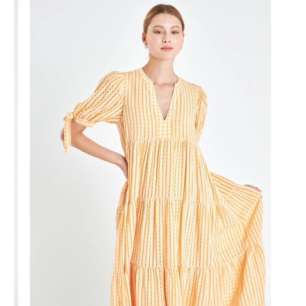 English Factory Yellow Striped Midi Dress